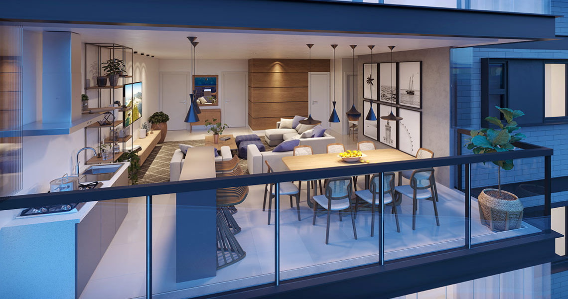 Vista externa da varanda - Apartamento com opção de sala ampliada e 3 suítes